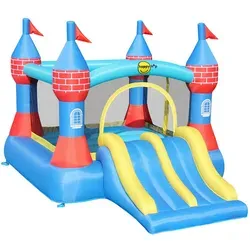 Xxxl Hüpfburg - Aufblasbare Spielburg mit Rutsche, Blau, Gelb, Rot - Outdoor-Spielzeug für Kinder, bietet reichlich Platz zum Springen und Toben, inklusive elektrischer Luftpumpe für schnellen Aufbau in nur 5 Minuten.