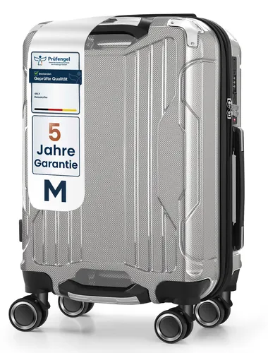 4FLY Hartschalen-Handgepäckkoffer M 54×37×23 cm (36L) aus Polycarbonat – mit TSA-Schloss, 4 Spinner-Doppelrollen & Aluminium-Teleskopgriff