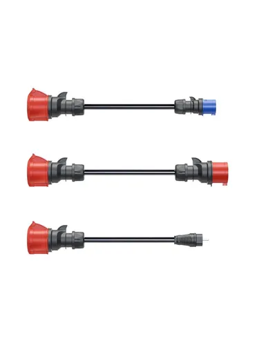 go-e Adapterset Gemini flex 22 kW - Wallbox Zubehör für Gemini flex 22 kW, kompatibel mit go-e Charger HOME+ 22kW, bietet vielseitige Anschlussmöglichkeiten für CEE rot 16 A, CEE blau 16 A und Haushaltssteckdose.