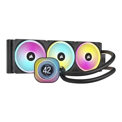 CORSAIR iCUE LINK H150i LCD-Flüssig-CPU-Kühler - 360mm AIO - QX120 RGB-Lüfter - 2,1" IPS-LCD-Bildschirm - Passend Für Intel LGA 1700, AMD AM5 - iCUE LINK System Hub im Lieferumfang Enthalten - Schwarz