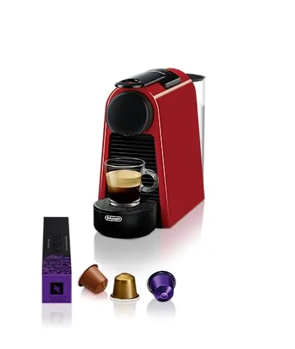 Nespresso De Longhi Essenza Mini EN 85.R - 1-Tassen-Kaffeekapselmaschine mit 19 bar Pumpendruck, platzsparend und inkl. Welcome Set mit 7 Kapseln