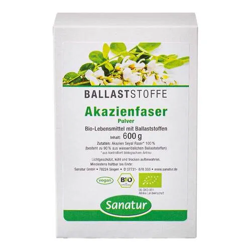 AKAZIENFASER Ballaststoffe Pulver 600 g - Nahrungsergänzungsmittel mit natürlichem Akazienfaser-Pulver, ideal zur Unterstützung der Verdauung und für ein gesundes Bauchgefühl.