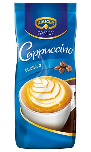 Krüger Kaffee Cappuccino Classico, löslicher Kaffee, 500g - Kaffee, klassischer Cappuccino mit cremigem Schaum, ideal für schnelle Genussmomente in der Pause – einfach mit heißem Wasser zubereiten!