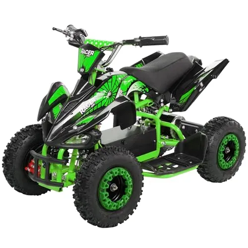 Actionbikes Motors Kinder Quad Elektro ATV Racer 1000 Watt - Sicheres Fahrvergnügen für Kids - Quad Bikes – 1000 Watt Motor für bis zu 25 km/h, drosselbar in drei Stufen. Safety Touch Fußschalter und robuste Offroad-Reifen garantieren Sicherheit und Stabilität auf jedem Untergrund.