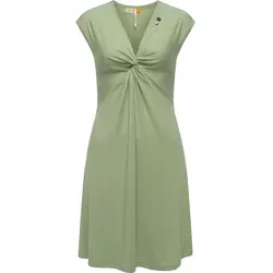 Jerseykleid RAGWEAR "Comfrey Solid", Damen, Gr. M (38), Normalgrößen, grün (hellgrün), Material: 48% Viskose, 47% Polyester, 5% Elasthan, feminin, figurumspielend knieumspielend, tiefer V-Ausschnitt, Kurzarm weit normaler Saum, Kleider, stylisches Sommerkleid mit tiefem V-Ausschnitt