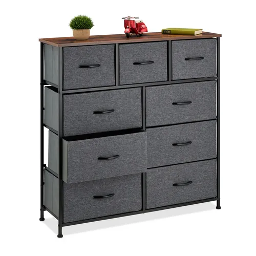 Moderne Kommode mit 9 Schubladen - Stilvolle Beistellkommode für Schlafzimmer, Wohnzimmer und Flur, bietet viel Stauraum und ist freistehend. Maximale Gewichtskapazität von 20 kg.