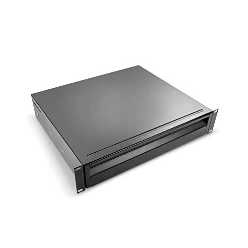 Adam Hall 874 E 02 Rack Drawer ERGO - Zubehör für 19" Rack, robuste 1,5 mm Stahlkonstruktion und ergonomischer Griff für einfachen Zugriff, ideal für professionelle Anwendungen.