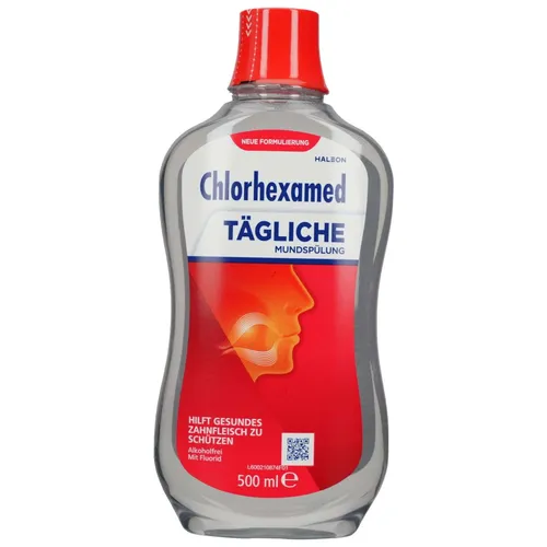 Chlorhexamed Tägliche Mundspülung 500 ml - Mundspülung für frischen Atem, alkoholfrei und antibakteriell. Schützt vor Karies und hemmt Plaque-Neubildung für optimale Mundpflege.