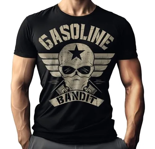 Gasoline Bandit Biker Herren T-Shirt mit Wing Logo - Hochwertiges Herren T-Shirt mit großem Wing Logo-Print, modernem Schnitt und angenehmem Tragekomfort. Ideal für Motorradfahrer und als Geschenk. Made in Germany.