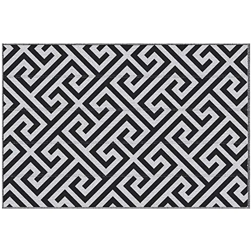 Outsunny Outdoor-Teppich 121 x 182 cm - Doppelseitiges Design, Wasserabweisend - Robuster und pflegeleichter Kunststoffteppich für Terrasse und Camping. Leicht faltbar, mit verschiedenen Mustern und Sonnenschutzbehandlung für langlebige Nutzung.
