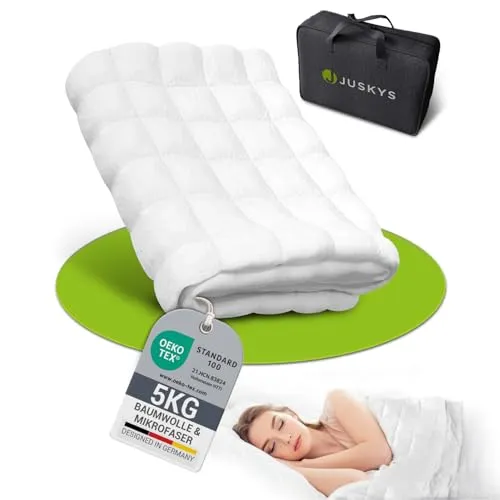 Juskys Gewichtsdecke 135x200 cm - Bettdecken, Therapiedecke für einen entspannten und erholsamen Schlaf, ideal zur Stressreduktion und Verbesserung der Schlafqualität.