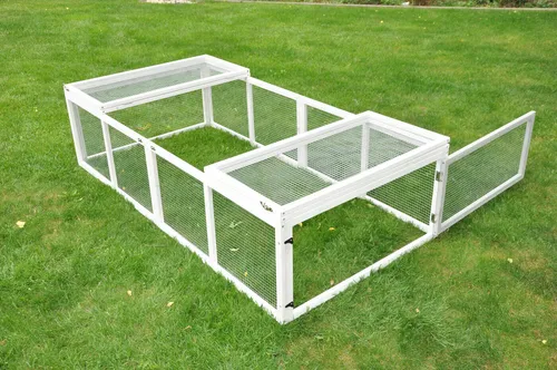 Freilauf Freigehege Käfig Freilauf für Hasenstall Kaninchenstall 180x90 cm weiß