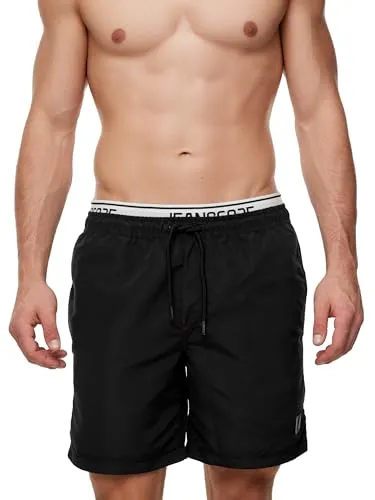 Indicode Herren Solomon Badehose mit 3 Taschen und Tunnelzug | Badeshorts für Männer Black, XXL