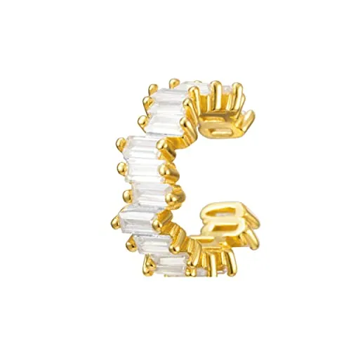 Brandlinger ® Ear Cuff Silber 925 (1 Stück). Ohrklemme mit weißem Zirkonia Stein. Schmuck Damen vergoldet mit 18 Karat (Silber und Gold) für Frauen und Mädchen. Durchmesser Ear Cuff 13mm.