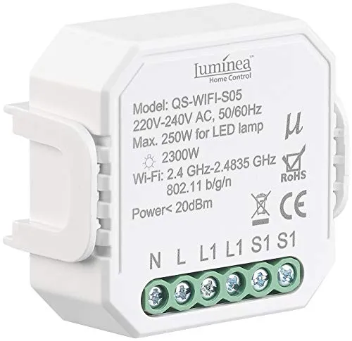 Luminea Home Control WLAN Schalter – Smart Unterputz-Lichtschalter für Alexa, Google Assistant & Siri - Intelligenter WLAN Unterputz-Lichtschalter für die Nachrüstung. Steuern Sie Ihre Lichtquellen bequem per App oder Sprachbefehl. Automatische Programmierung für mehr Komfort. Ideal für alle Smart-Home-Anwendungen.
