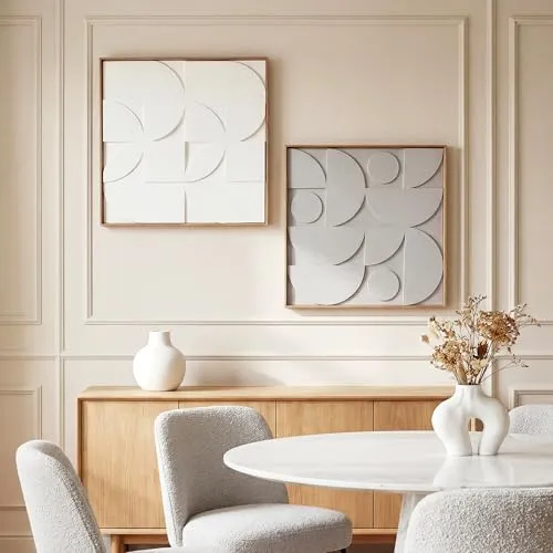 HOMCOM 3D Wanddeko Set 80 cm - Geometrische Wanddekoration für modernes Wohnen - Gestalten Sie Ihr Zuhause mit diesem modernen 3D-Wanddeko-Set. Die geometrischen Designs erzeugen faszinierende Lichteffekte und bringen Tiefe in jeden Raum. Ideal für kreative Arrangements und einfache Montage.