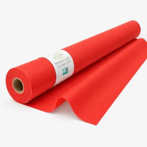 Sensalux Light Tischdecke Rolle Rot 1,10 x 25 m, Vlies Tischdeckenrolle abwaschbar & wasserabweisend, stoffähnliche Meterware für Party, Geburtstag, Event & Catering