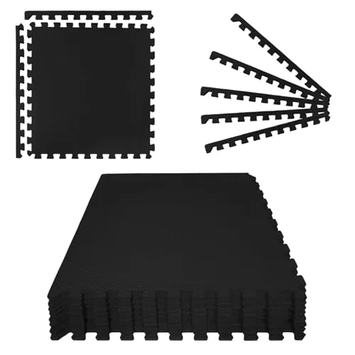 Montafox Unterlegmatte 2,88 m² 8er Set Schwarz - Set mit 8 strapazierfähigen EVA Schaumstoffmatten (60 x 60 cm, 1 cm dick) für 2,88 m². Ideal für Pools, Whirlpools und Sportbereiche. Rutschfest, wärmeisolierend und einfach zu verlegen dank praktischem Stecksystem.