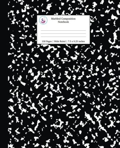 Marbled Composition Notebook: Black Marble Wide Ruled Paper Subject Book (School Essentials, Band 1)