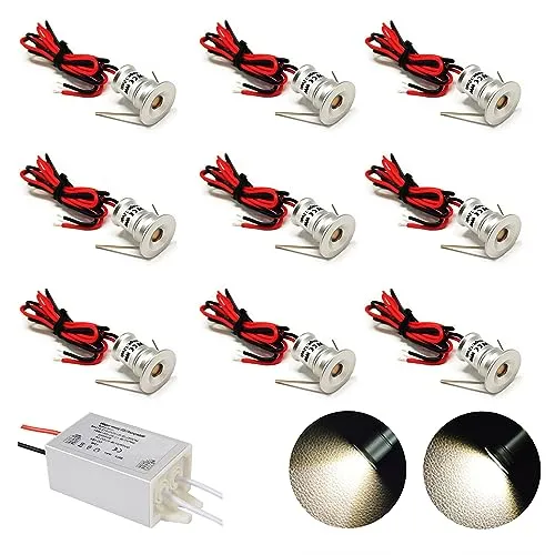 Haixin Kleine LED-Scheinwerfer 9PCS 12V 1W vertieftes Deckenlicht für Küche, Treppe, Schrank, Flur, DIY Beleuchtung Warmes weißes kaltes weißes Schaukasten-Lichtkabinett Downlight IP65