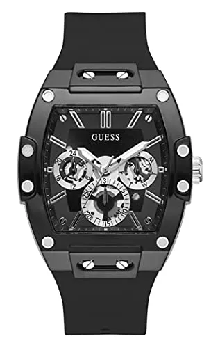 GUESS Watches Phoenix Herren Uhr - Elegante Quarz-Armbanduhr mit Silikonarmband - Armbanduhren für Herren, stilvolles Design mit multifunktionalen Hilfszifferblättern und wasserdicht bis 50 Meter für Freizeitaktivitäten.