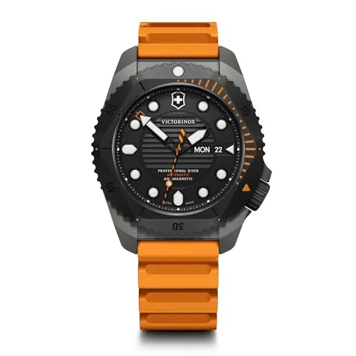 Victorinox Dive Pro Automatic Herren Armbanduhr Ø 43 mm, Swiss Made - Armbanduhren für Herren: Robuste Taucheruhr mit 300 m Wasserdichtigkeit und kratzfestem Saphirglas für optimalen Schutz und Ablesbarkeit bei Nacht.