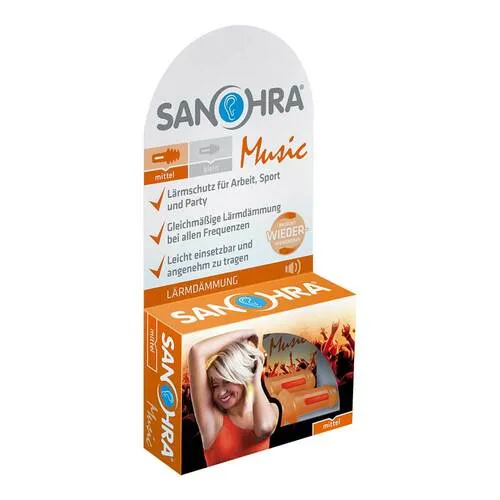 Sanohra music Lärmschutz für Erwachsene - 2 Stück - Arzneimittel für effektiven Lärmschutz, ideal für Musikliebhaber und Konzertbesucher, schützt das Gehör ohne den Klang zu verfälschen.