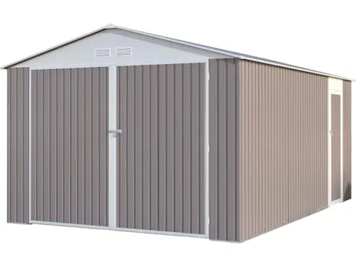 Metallgarage "Nevada" mit Flügeltür - 15,36 m² - Robuste Metallgarage für optimalen Stauraum, ideal für Ihr Auto und Gartenutensilien. UV-beständig und rostfrei, perfekt für alle Jahreszeiten.