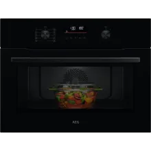 NKO5N40K Backofen mit Mikrowellenfunktion 45cm Schwarz - Kompakter Backofen mit 9 Heizarten und 11 Automatikprogrammen, ideal für vielseitiges Kochen und Backen in kleinen Küchen.