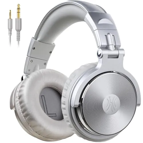 OneOdio Pro-10 Over Ear Kopfhörer - Studio-Kopfhörer mit 50mm Treiber für kraftvollen Bassklang, ideal für DJs und Musikproduktion. Hoher Tragekomfort und flexible Nutzung dank abnehmbarer Kabel und 90° schwenkbaren Ohrmuscheln.