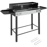 Outsunny Holzkohlegrill - Vielseitiger Grill mit Drehspieß - Grills und BBQs im Freien, großer Grillrost und abnehmbarer Drehspieß für perfekte Grillgerichte, ideal für Camping und Gartenpartys.