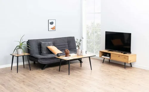 AC Design Furniture Jasper Bettcouch Dunkelgrau/Schwarz - Modernes Schlafsofa mit 3 Liegepositionen, ideal für platzsparende Wohnungen und bequemes Relaxen. Perfekt als Sofa tagsüber und Bett nachts.