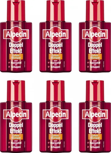 Doppeleffekt Shampoo 6x200 ml - Innovatives Shampoo für Männer, das Haarausfall und Schuppen gleichzeitig angeht. Befreit die Kopfhaut von Schuppen und stärkt die Haarwurzeln dank Koffein-Komplex. Ideal für die tägliche Pflege.