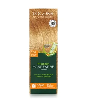 LOGONA Naturkosmetik Pflanzen-Haarfarbe Creme 200 Kupferblond, Blonde Natur-Haarfarbe mit Henna, Farbcreme, Dauerhafte Coloration, 150ml