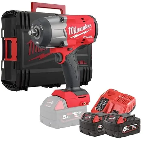 Milwaukee M18 FHIW2F12-502X Akku Schlagschrauber - Akkuschrauber mit 1491 Nm Drehmoment, brushless Motor für maximale Leistung und Langlebigkeit, inklusive 2x 5,0 Ah Akkus und Ladegerät in robuster HD Box.