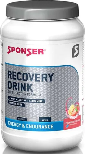 Sponser Recovery Drink Erdbeer-Banane 1200g - Schmackhaftes Kohlenhydrat-Protein Getränk für die optimale Regeneration nach dem Training. Mit hochwertigen Zutaten und wichtigen Nährstoffen unterstützt es deine Leistung im Sport.