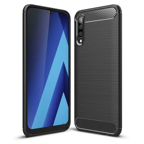 Handy Hülle für Samsung Galaxy A50, Carbon Case Silikon Cover Schutz Etui
