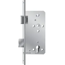 KFV Einstemmschloss 154 1/2 PZW, altsilberfarbig - 65 mm Dornmaß - Schließtechnik für Haustüren, robuste Ausführung mit Rosettenlöchern und geprüfter Sicherheit nach DIN 18251-1, ideal für zuverlässigen Einbruchschutz.