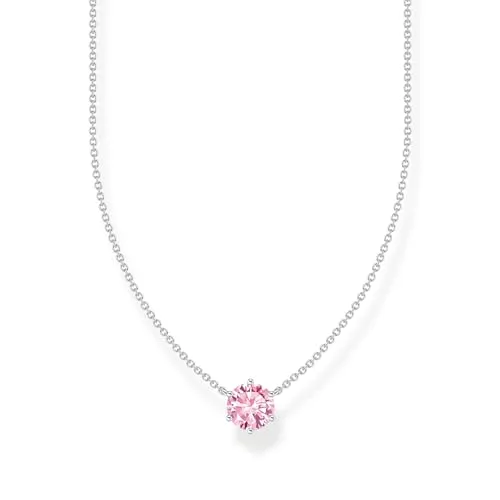 Thomas Sabo Kette mit pinkfarbenem Zirkonia-Anhänger - Elegante Damenkette aus 925 Sterlingsilber mit einem auffälligen pinkfarbenen Zirkonia-Anhänger – perfekt für individuelle Stylings und als besonderes Geschenk.