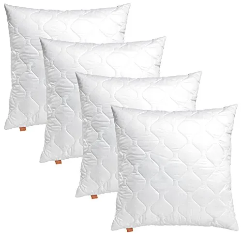 sleepling Basic 100 Kopfkissen 40 x 40 cm, 4er Set - Allergikerfreundlich - Kissen 4er Set, individuell befüllbar und waschbar bis 60 °C – ideal für Allergiker. Komfortabler Mikrofaserbezug und atmungsaktive Füllung für besten Schlaf.