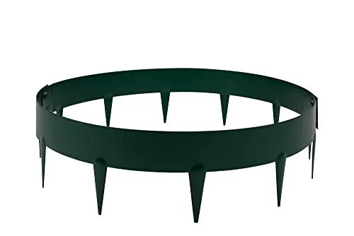 HORNVAL Stahl Baumumrandung mit Dornen - Wurzelsperren aus Zinkblech - Matt Grün O2A Ø 0,6m Baumring - Rhizomsperre Garten Zaun Rasenkante Metall - Zaun Garten Beeteinfassung Metall