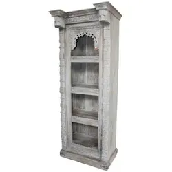 Orientalisches Vintage Regal aus Massivholz – Antik Design - Einzigartiges orientalisches Bücherregal aus handgearbeitetem Mangoholz, das mit liebevollen Details verziert ist. Perfekt für stilvolle Akzente in Ihrem Zuhause.