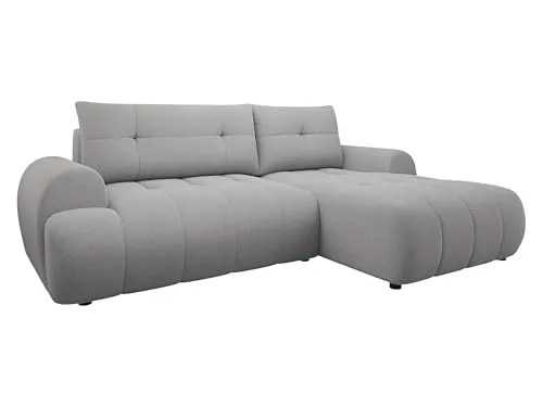 Mirjan24 Ecksofa Fliog mit Bettkasten, 3 Sitzer L-Form Sofa mit Schlaffunktion, Eckcouch für Wohnzimmer, Couch mit Bettfunktion (Velo 633, Seite: Rechts)