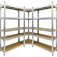 ECD Germany Regalsystem Set 2 Lagerregale 180x90x40 cm mit Eckregal 180x70x40 cm - Vielseitige Ordnungssysteme für Keller und Werkstatt, mit einer Tragkraft von bis zu 750 kg pro Regal und einem einfachen Stecksystem ohne Schrauben für schnelle Montage.