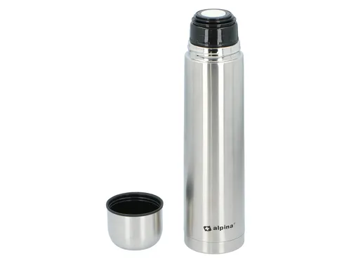 ALPINA Thermoskanne - Isolierkanne, Edelstahl, Doppelwand, mit Becher, 1L