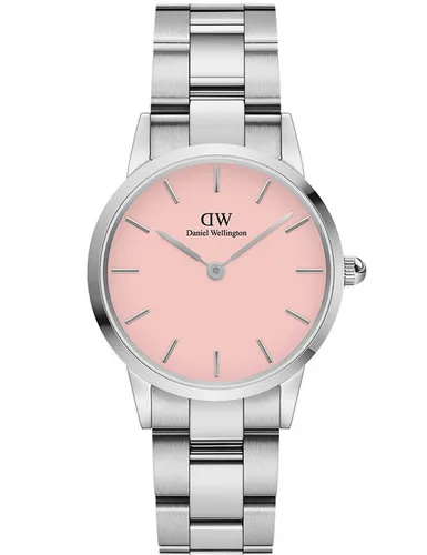Daniel Wellington Iconic Link Damenarmbanduhr - Elegante Armbanduhr aus der Iconic Link Kollektion mit rosa Zifferblatt und silberfarbenem Stahlarmband. Wasserdicht bis 3 ATM, ideal für stilbewusste Frauen.