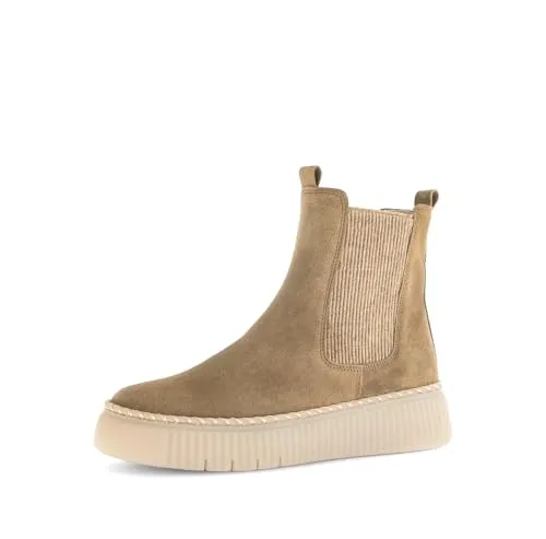 Gabor Damen Stiefelette in Beige, Größe 42.5 - Wanderschuhe für modebewusste Frauen: Die Gabor Stiefelette aus edlem Rauleder bietet zeitlose Eleganz und hohen Tragekomfort mit flachem Absatz und weichem Microfutter – perfekt für Herbst und Winter.