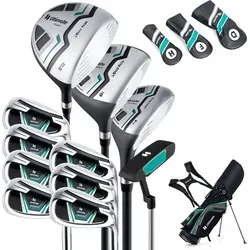 COSTWAY komplettes Herren Golfschläger Set, 11 teilige Golfschlägersätze - Golfzubehör mit leistungsstarken Schlägern und praktischer Standtasche, ideal für Anfänger und Fortgeschrittene, die ein unbeschwertes Golferlebnis suchen.