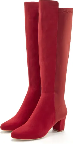 LASCANA Vegane Stiefel mit Stretcheinsatz, Langschaft, rot, Größe 38 - Modische vegane Stiefel in Größe 38 mit Stretcheinsatz für optimalen Tragekomfort. Stilvolles Design in Rot mit 6 cm Blockabsatz, ideal für casual Outfits.