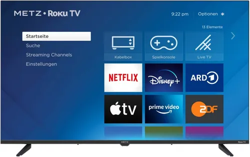 Metz blue 40MTE3001Z Roku TV - 40 Zoll LCD-TV mit integriertem Triple-Tuner, nahtloses Streaming und plattformübergreifende Suchfunktion